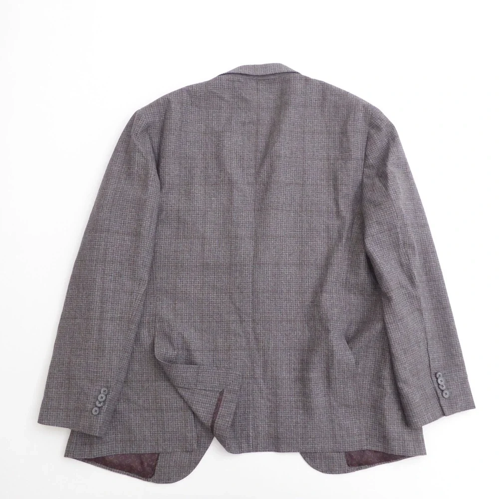 Joseph Abboud Mens Blazer Coat Brown Plaid Modern Fit Wool Heritage 48 Regular